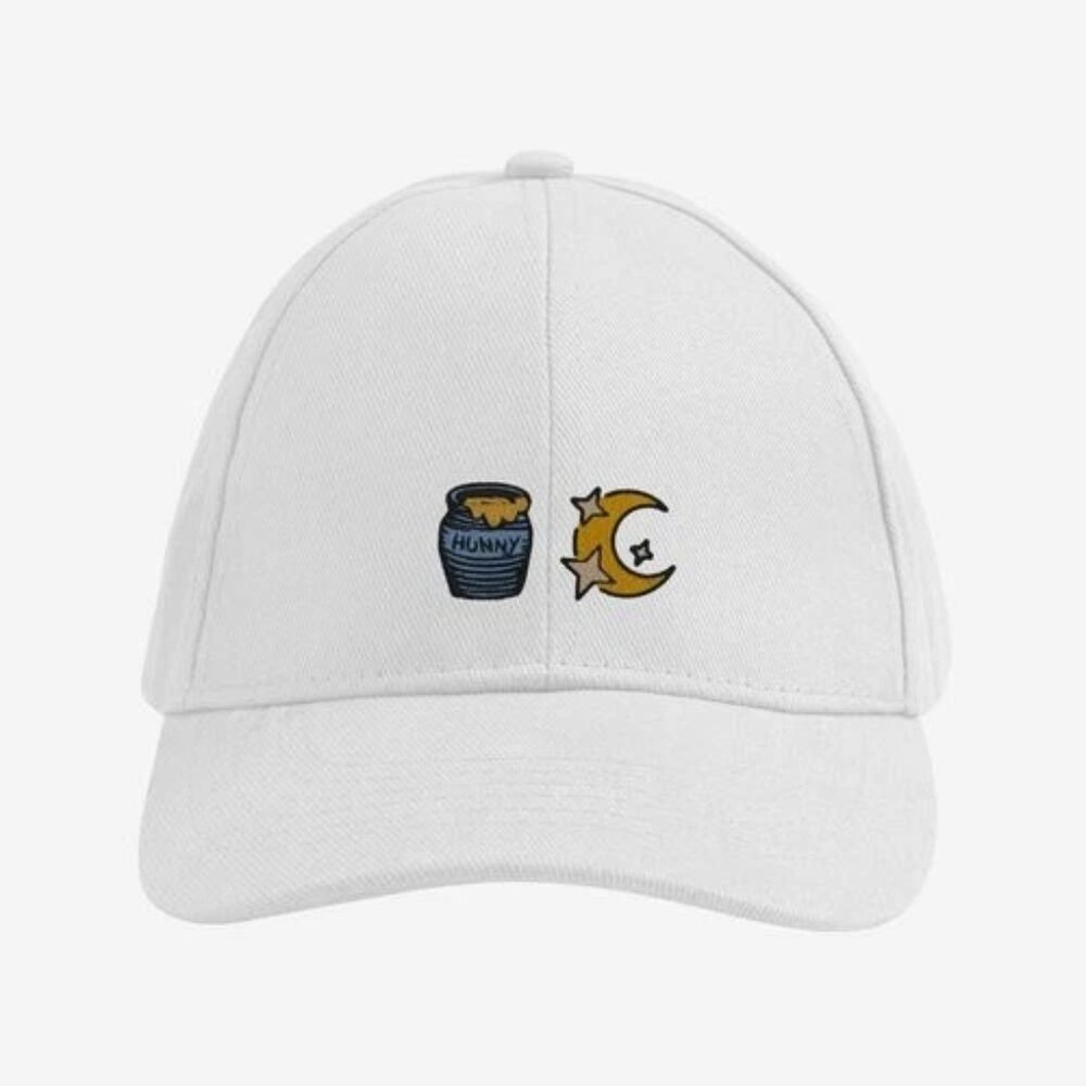 TWO Hats -Disney Winnie The Pooh - Honeymoon Embroidery Hats (black and white)